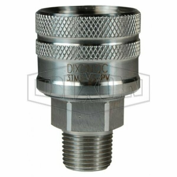 Dixon DQC T Quick Disconnect Hydraulic Poppet Valve Coupling, 3/8-18 Nominal, Male NPTF, Steel 3TM3-PV